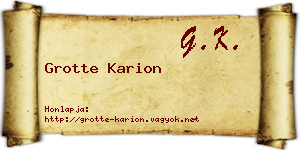 Grotte Karion névjegykártya